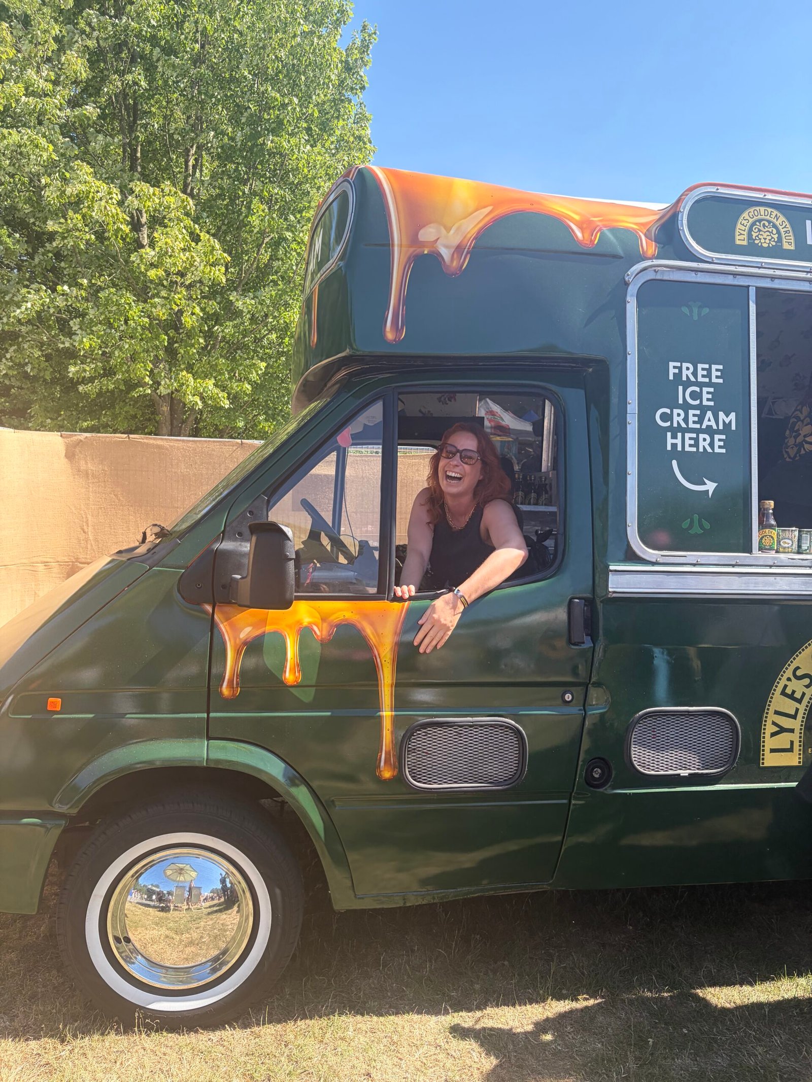 Our founder Louisa in a branded ice cream van at an indutry event